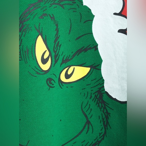 New Dr. Seuss Grinch Santa Men's & Big Men's Fleece Graphic Sweatshirt - Picture 3 of 4